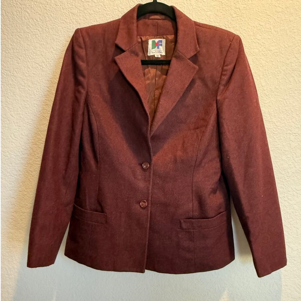Vintage Diane von Furstenberg Wool Blazer Maroon 10‎